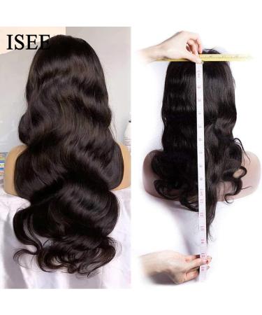 ISEE Hair 22 Inch Transparent Body Wave Human Hair Lace Front Wig - 250% Density, Pre-Plucked with Baby Hair - Natural Color, for Black Women - Buy Online on GoSupps.com
