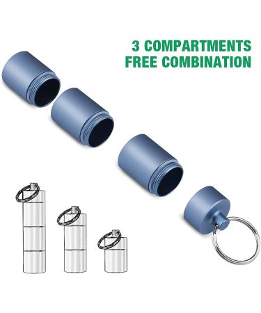 Opret Metal Pocket Pill Box Keychain | Waterproof Daily Pill Holder for Men and Women | Portable Pill Case for Travel | 3 Compartment Pill Container (Blue) - Buy Online on GoSupps.com
