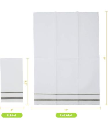 200 Pack Disposable Guest Towels - Linen-Feel Paper Hand Towels for Bathroom, Kitchen, Parties, Weddings - White/Silver Napkins - Buy Online on GoSupps.com