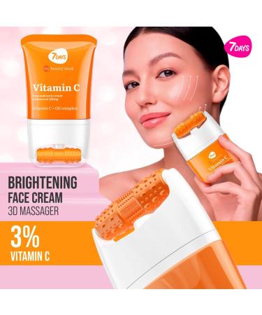  7Days 7Days Face Cream with Vitamin C + Massager | Rejuvenating Brightening and Nourishing for the Skin | Lifting and Moisturizing Effect | Korean Anti-Aging Cosmetics 80 ml - Buy Online on GoSupps.com