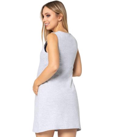 Purpless Maternity V-Neck Lace Detail Nightdress 4141n - Light Gray Melange - Buy Online on GoSupps.com
