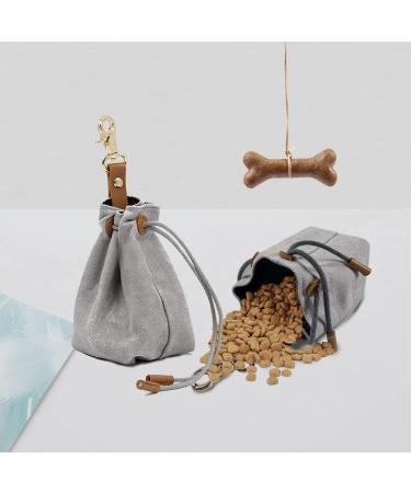 WOGOPRO Dog Treat Bag - Canvas Food Bag with Clip Buckle & Tension Rope for Training - Gray | Shop Internationally - Buy Online on GoSupps.com