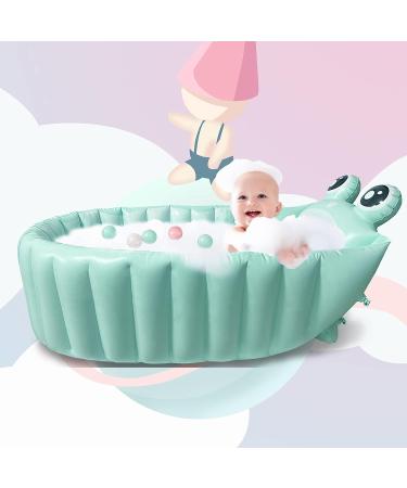 Inflatable Baby Bathtub - Portable Travel Bath Tub for Infants to Toddlers - Foldable Non Slip Spa Tub with Air Pump (Green) - Buy Online on GoSupps.com