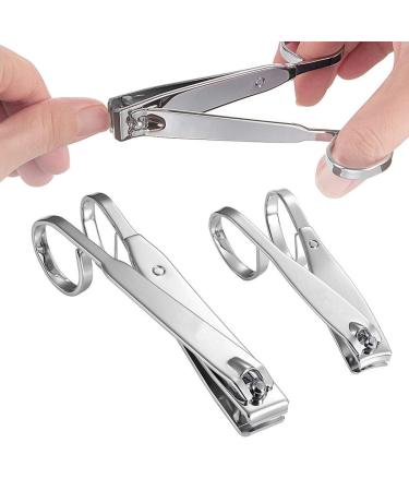 KRISMYA Nail Clippers EZ Grip Nail Clipper Set Carbon Steel Fingernail and Toenail Clippers for Seniors Long handle with Metal Case for Women and Man - Set of 2 (Small and Large)