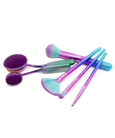 MODA Royal & Langnickel 6pc Prismatic Deluxe Makeup Brush Set - Foundation Contour Powder Fan Eye Shader & Angle Eyeliner Brushes - Pink-Teal Ombre - International Shipping - Buy Online on GoSupps.com