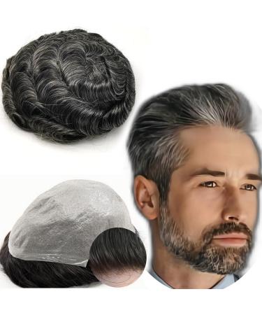 Real hair toupet for men 0.04mm V-Loop PU super thin skin hair system yanaair European real hair parts toupet real hair wig man (10 x 8 " #1b40 black and gray) - Buy Online on GoSupps.com