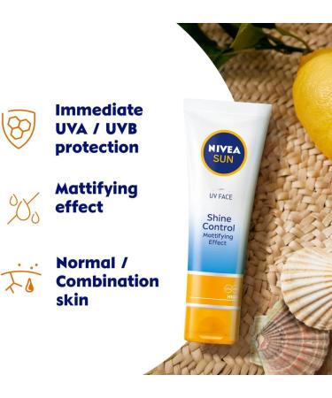 NIVEA Sun UV Face Shine Control SPF 50 Cream 50ml | Protects Against UVA/UVB Rays | Anti-Aging Sunscreen for Delicate Facial Skin - Buy Online on GoSupps.com