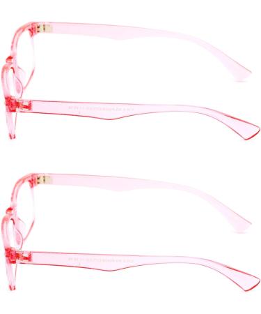 Buy V.W.E. 2 Pairs Casual Rectangular Reading Glasses - Stylish Simple Readers in Blue Red Clear & Light Pink | 1.5x Magnification - International Shipping Available - Buy Online on GoSupps.com