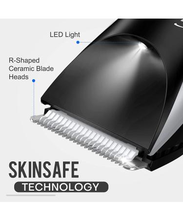 Men's Electric Body Hair Trimmer with LED Light - SkinSafe Guard, Rechargeable, Waterproof - Ideal for Male Groin Hair Grooming - Buy Online on GoSupps.com