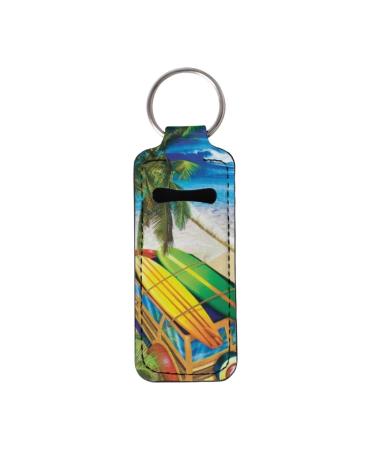 COEQINE Chapstick Keychain for Women and Girls - Lip Balm Holder - Lipstick Holder - Keychain Hawaiian Palm Tree One Size