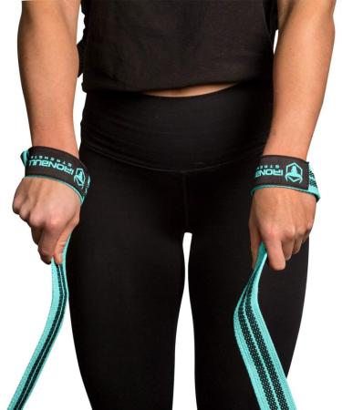 Women Lifting Straps (1 Pair) - Wrist Support Wraps for Powerlifting, Bodybuilding, Gym Workout - Mint - Buy Online on GoSupps.com