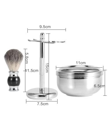 Syrisora Professional Men's Shaving Set - Badger Hair Brush Alloy Stand & Soap Bowl | Premium Grooming Essentials - Buy Online on GoSupps.com