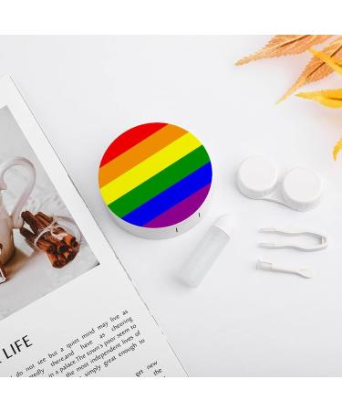 LGBT Pride Flag Round Case For Contact Lens Kit Storage Box with Mirror Printed - Buy Online on GoSupps.com