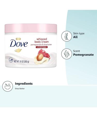 Dove Whipped Body Cream - Pomegranate & Shea Butter Moisturizer for Dry Skin, 10 Oz - Buy Online on GoSupps.com