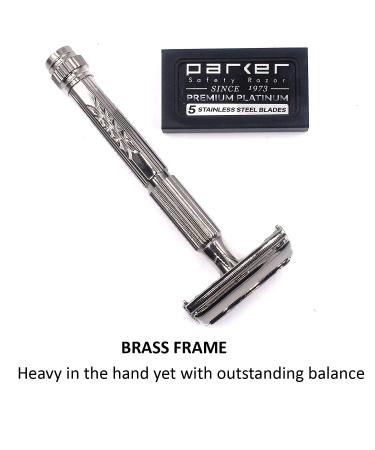 Parker Safety Razor Model 60R with 5 Platinum Blades - Premium Shaving Kit for Men - International Shipping Available - Buy Online on GoSupps.com