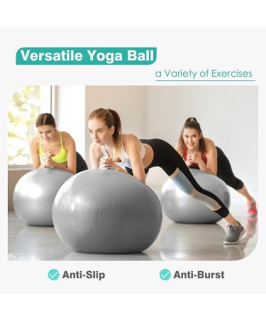 RITHIOX Exercise Ball Yoga Ball 26 Gray - Anti-Slip Stability Ball for Pregnancy Birthing, Anti-Burst Workout Ball with Quick Pump - Perfect for Office, Home, Gym - Buy Online on GoSupps.com