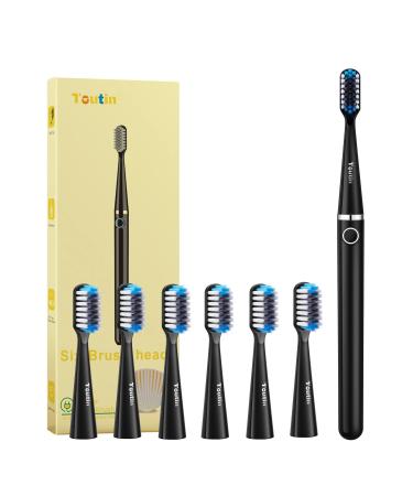 TouTin Electric Toothbrush with 6 Brush Heads  Sonic Electric Toothbrush for Adult  Rechargeable Travel Toothbrush IPX7 Waterproof 120 Days  3 Modes Black