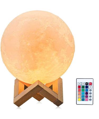 LED Moon Light with Remote Control Dimmable 15cm 3D Print Moon Lamp LED 16 Colors Portable Night with Touch Control USB Rechargeable + Built-in Battery