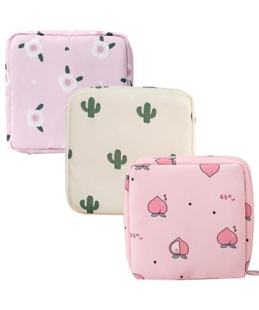 3Pcs Sanitary Pad Holder Sanitary Bags Period Bag Sanitary Disposal Bags Sanitary Napkins Bag Storage Bag with Zipper Period Bag for School Sanitary Pad Bag Tampon Storage Pouch for Girls Flower