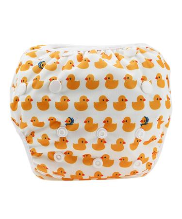Garosa Swim Diaper Baby Infant Snap Adjustable Waterproof Swimsuit Diaper Reusable Summer Swim Nappy Training Pants for Boys Girls Swimming Lessons Free Size(Duck) Diapers and Diapers