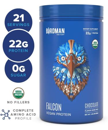 Birdman Falcon Protein | Vegan Non Whey Protein Sports Keto Friendly Kosher Gluten Free Plant Based Non-Dairy Chocolate Flavor - 21 Servings - 1.38 lb - Buy Online on GoSupps.com