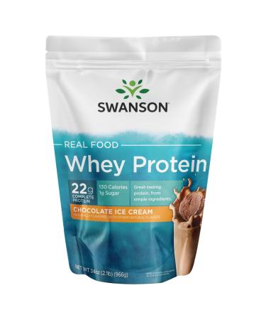 Swanson Real Food Chocolate Ice Cream Whey Protein Powder with Amino Acids Sports Nutrition Muscle Workout Support 1
