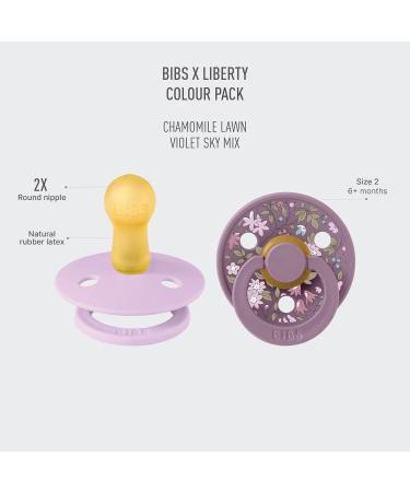 BIBS Color Liberty 2-Pack Schnuller - BPA-Free Natural Rubber Pacifier Cherry Shape Nipple Size 2 (6-18 Months) Made in Denmark - Chamomile Lawn Violet Sky - Buy Online on GoSupps.com