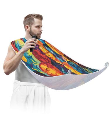 Character Abstraction Beard Bib Apron Beard Hair Catcher for Men Shaving Fathers Day Anniversary Christmas Gifts for Dad Husband Beard Bib with 2 Suction Cups