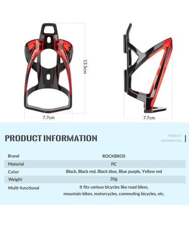 Rockbros Lightweight Bicycle Bottle Holder - 35g MTB Beverage Owner - 2-Pack (Black) - 5 Colors Available - Ideal for Racing - Buy Online on GoSupps.com