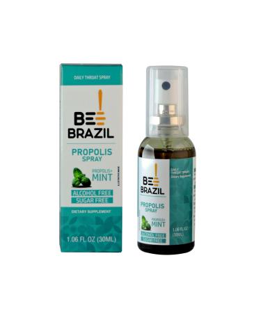 Bee Brazil Propolis and Mint Throat Spray 100% Alcohol-Free and Sugar-Free Natural Immune Support, Soothing Relief for Sore Throats, Dietary Supplement | 1.06 Fl Oz (1)