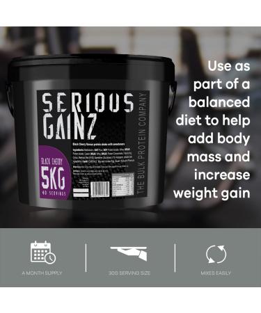 The Bulk Protein Company SERIOUS GAINZ Whey Protein Powder - Black Cherry 5kg - 30g Protein - Weight Gain Mass Gainer - Buy Online on GoSupps.com
