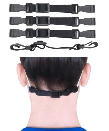 Dr.Smithsons Mask Extender Straps for Back of Head (4PC) - Non-Slip & Adjustable Mask Clips to Protect Ears + Silicone Ear Savers for Masks Strap Extender Tightener Fastener for Adults, Kids