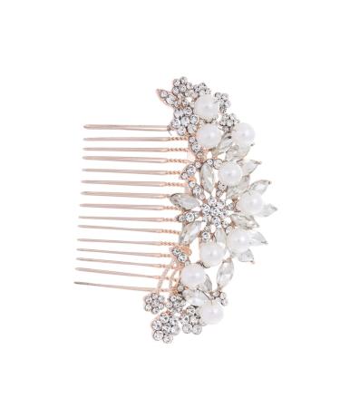 Didiseaon Pearl Hair Comb Crystal Headpiece Hair Accessories Rhinestone Barrettes Crystal Hair Comb Rhinestone Headpiece Bridal Hair Comb Pearl Comb Vintage Hair Comb Props Fashion Bride