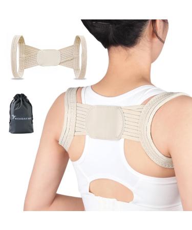 WEEOATAR Posture Corrector Upper Back Brace Easy to Use Highly Elastic Posture Trainer Adjustable Back Straightener Brace Posture Corrector Strap for Adults and Kids(Beige L) L Beige