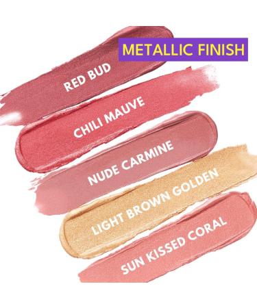 Buy Metallic Lipstick Set for Women - 5 Long-Lasting High-Pigment Shades | Shimmer Finish | International Shipping Available - Buy Online on GoSupps.com