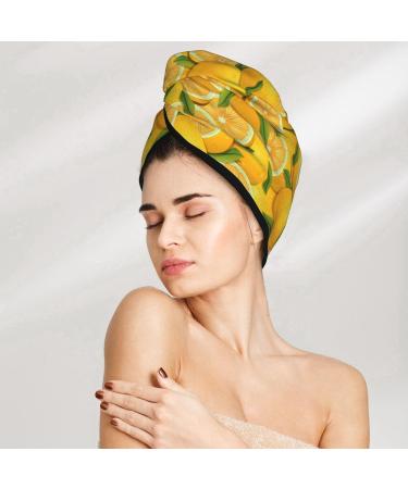 Buy Hair Towel Wrap - Quick Drying Towel Turban with Button (Yellow Limes) | International Shipping Available - Buy Online on GoSupps.com