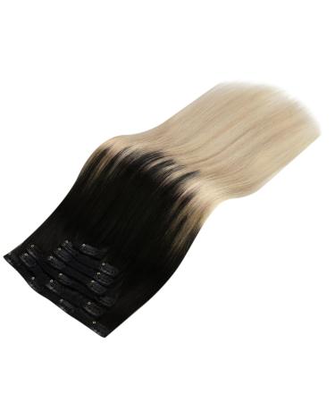 Buy Moresoo Balayage Clip-In Real Hair Extensions - 45cm #1B/18/60 120g - Black to Ash Blonde & Platinum Blonde - Buy Online on GoSupps.com