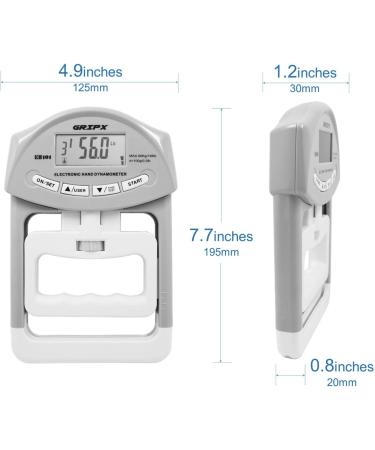 GRIPX Digital Hand Dynamometer | Electronic Grip Strength Meter - 198 lbs / 90 kg - Automatic Recording - High Precision Gray - Buy Online on GoSupps.com