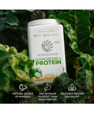 Sunwarrior Clean Greens & Protein Tropical Vanilla - 6.17 oz (175 g) | Vegan Superfood Blend - Buy Online on GoSupps.com