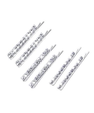 6PCS Bling Metal Rhinestone Hair Clips for Women  Silver Sparkly Hairpins Barrettes  Luxury Hairgrip Hair Headwear Accessories for Party Wedding Daily (A)