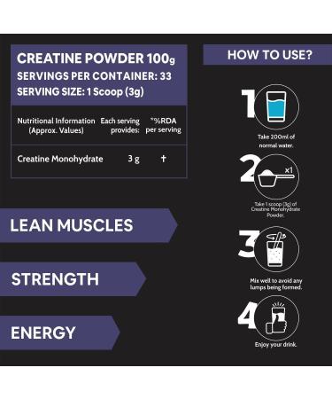 Micronised Creatine Monohydrate Powder | Lean Muscle & Strength Supplement | Unflavoured | 33 Servings - 100g - International Shipping Available - Buy Online on GoSupps.com