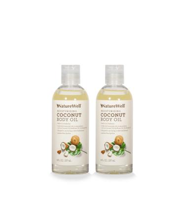 NATURE WELL Moisturizing Coconut Oil for Bath Body & Shower Provides A Healthy & Luminous Glow with Head to Toe Hydration Lightweight & Quick Absorption Pack of 2 (8 Fl Oz Each)