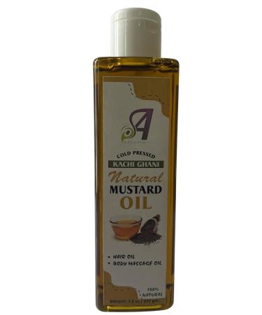 Buy 100% Pure Kachi Ghani Mustard Oil - Cold Pressed Unrefined for Hair Growth & Skin - Natural Brassica Juncea - 7 Fl oz (200g - Buy Online on GoSupps.com