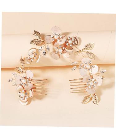 FRCOLOR Pearl Rhinestone Couple Combs Pearl Hairpin Headband Clear Handbag Rhinestone Hair Clips Glass Cosmetic Containers Hair Jewels for Women The Flowers Bride Copper Wire Decorate - Buy Online on GoSupps.com