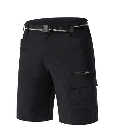 TACVASEN Men's Summer Outdoor Shorts Quick Dry Cargo Casual Hiking Shorts Black 36