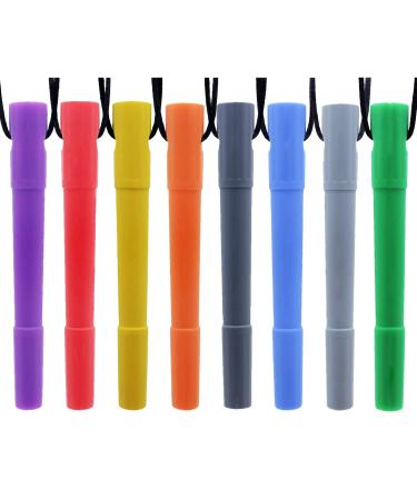 Sensory Chew Necklace by GNAWRISHING 8-Pack-Pen Perfect for Autistic ADHD SPD Occral Motor Boys and Girls (Tough Long-Lasting)