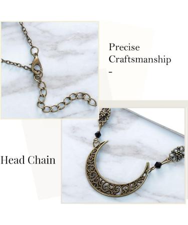 Fashband Moon Head Chain Black Beads Headpiece Vintage Festival Hair Chain Jewelry for Women - Buy Online on GoSupps.com