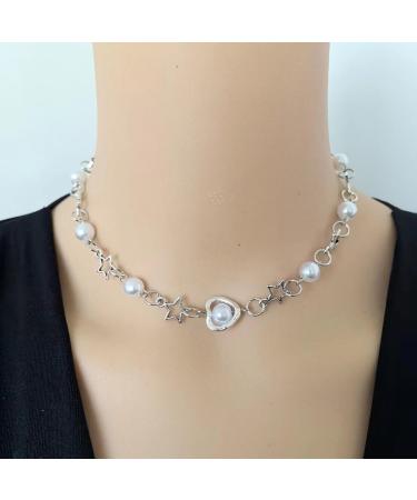 Buy Oralgo's Hollow Star Trailer Necklace - Korean Fashion Collarbone Chain Black Heart Pearls | Perfect Valentine's Day Gift for Women - Buy Online on GoSupps.com