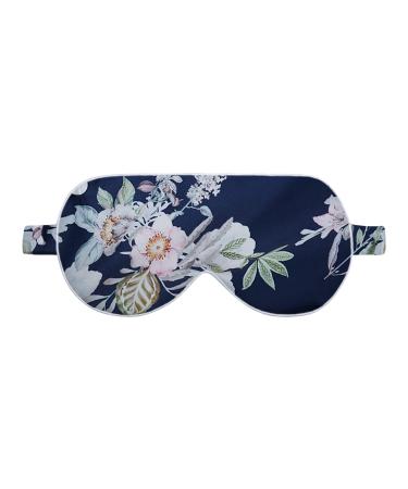 OWITER Matte Organic Silk Sleep Mask Super Smooth Eye Cover for Sleeping Gender-Neutral (Floral Navy)