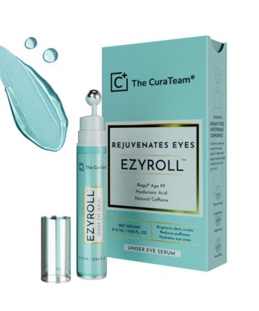 The CuraTeam EZYROLL Under Eye Roll On Serum with Hyaluronic Acid Natural Caffeine | Cooling Massage Roller to Reduce Dark Circles Puffiness & Fine Lines | For All Skin Types of Men & Women|15ml